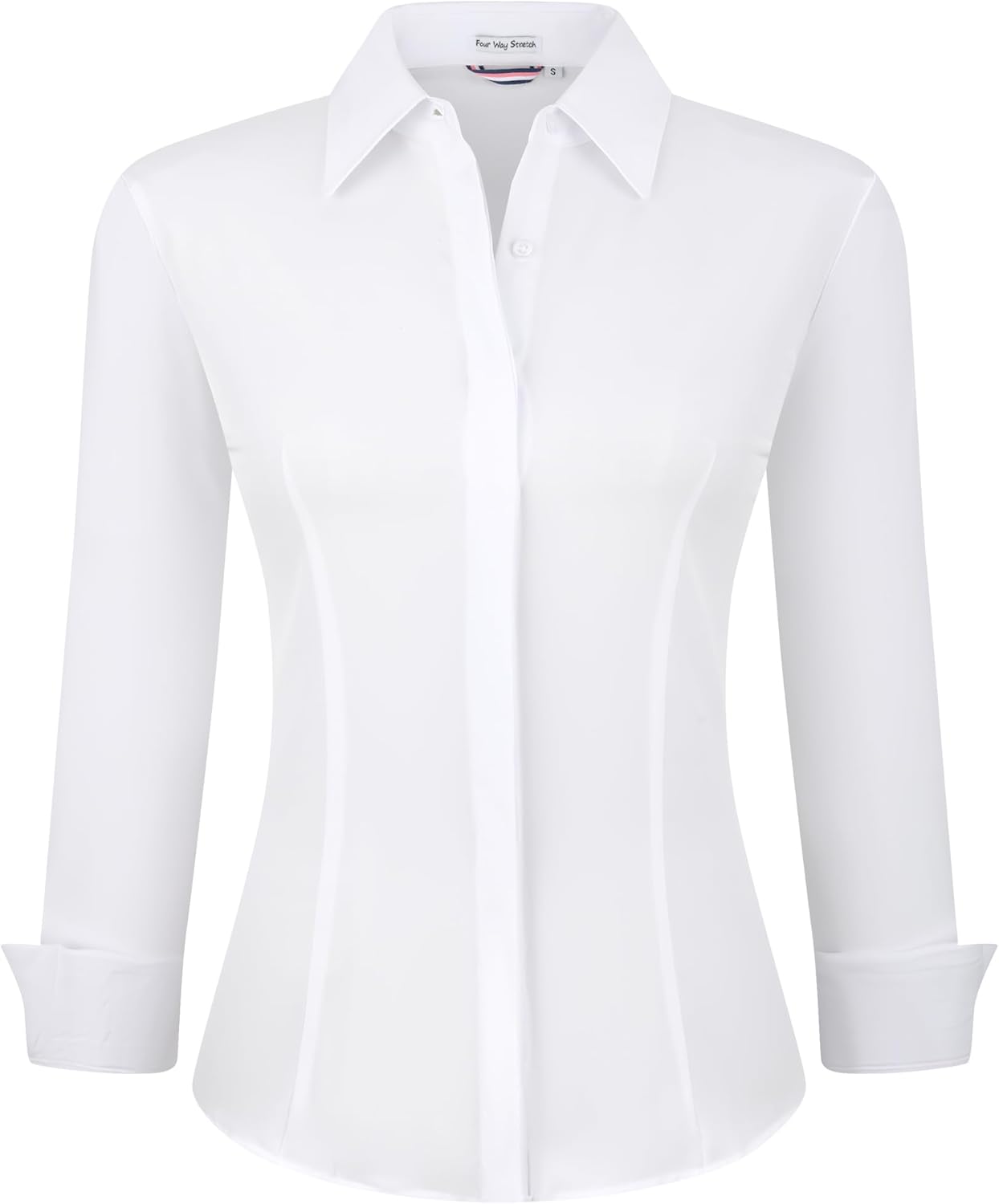 Alex Vando Womens Dress Shirts Wrinkle Free Regular Fit Long Sleeve Stretch Work Shirt