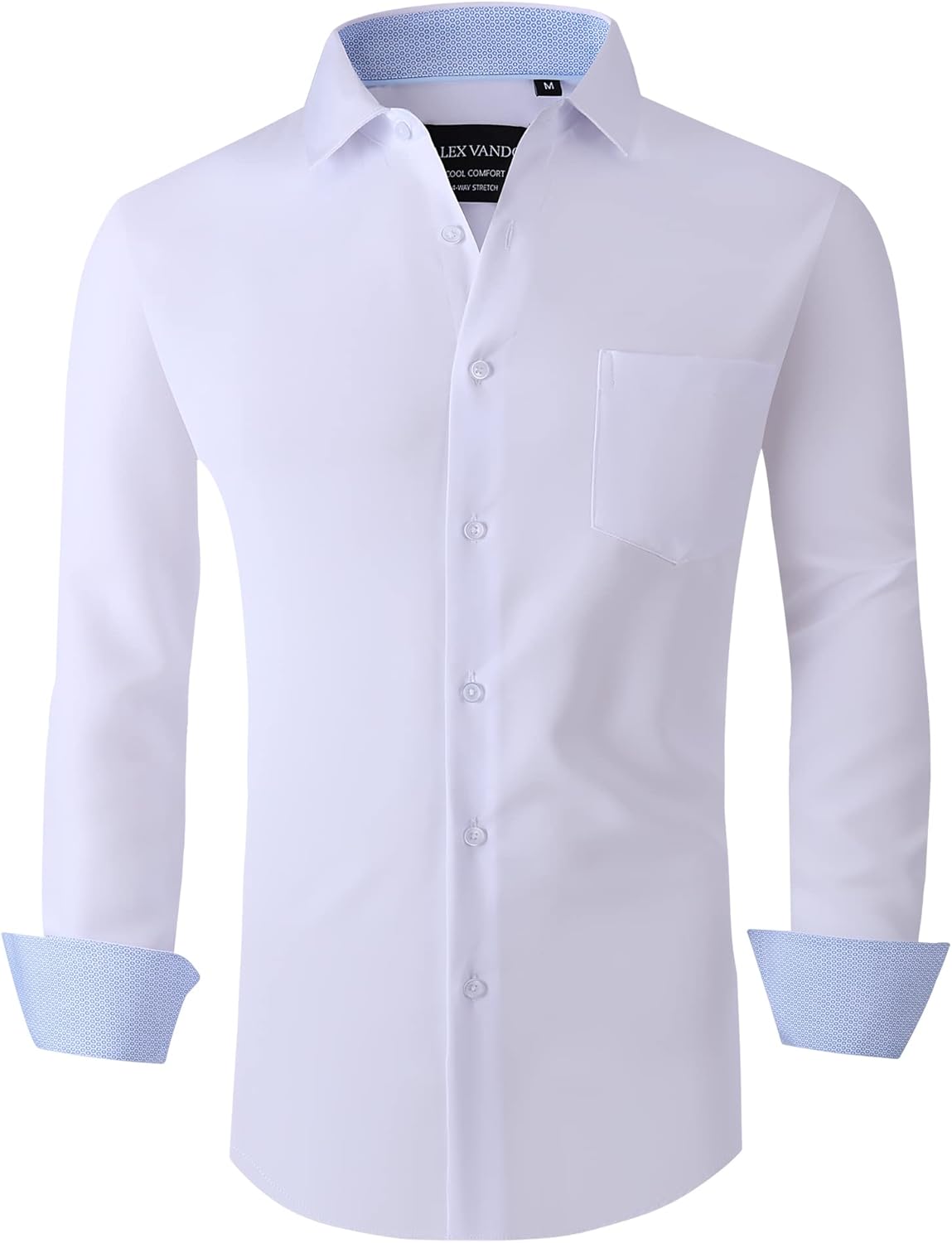 Alex Vando Mens Dress Shirts Regular Fit Long Sleeve Stretch Business Dress Shirts for Men