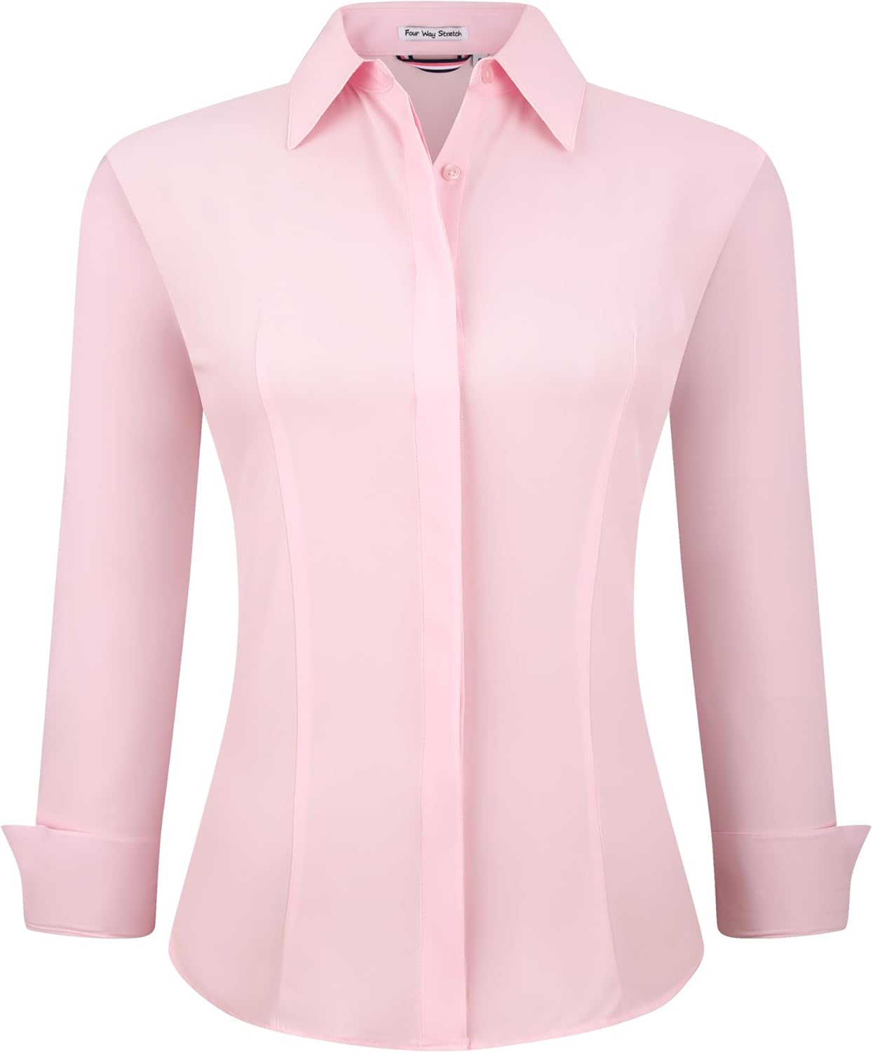 Alex Vando Womens Dress Shirts Wrinkle Free Regular Fit Long Sleeve Stretch Work Shirt