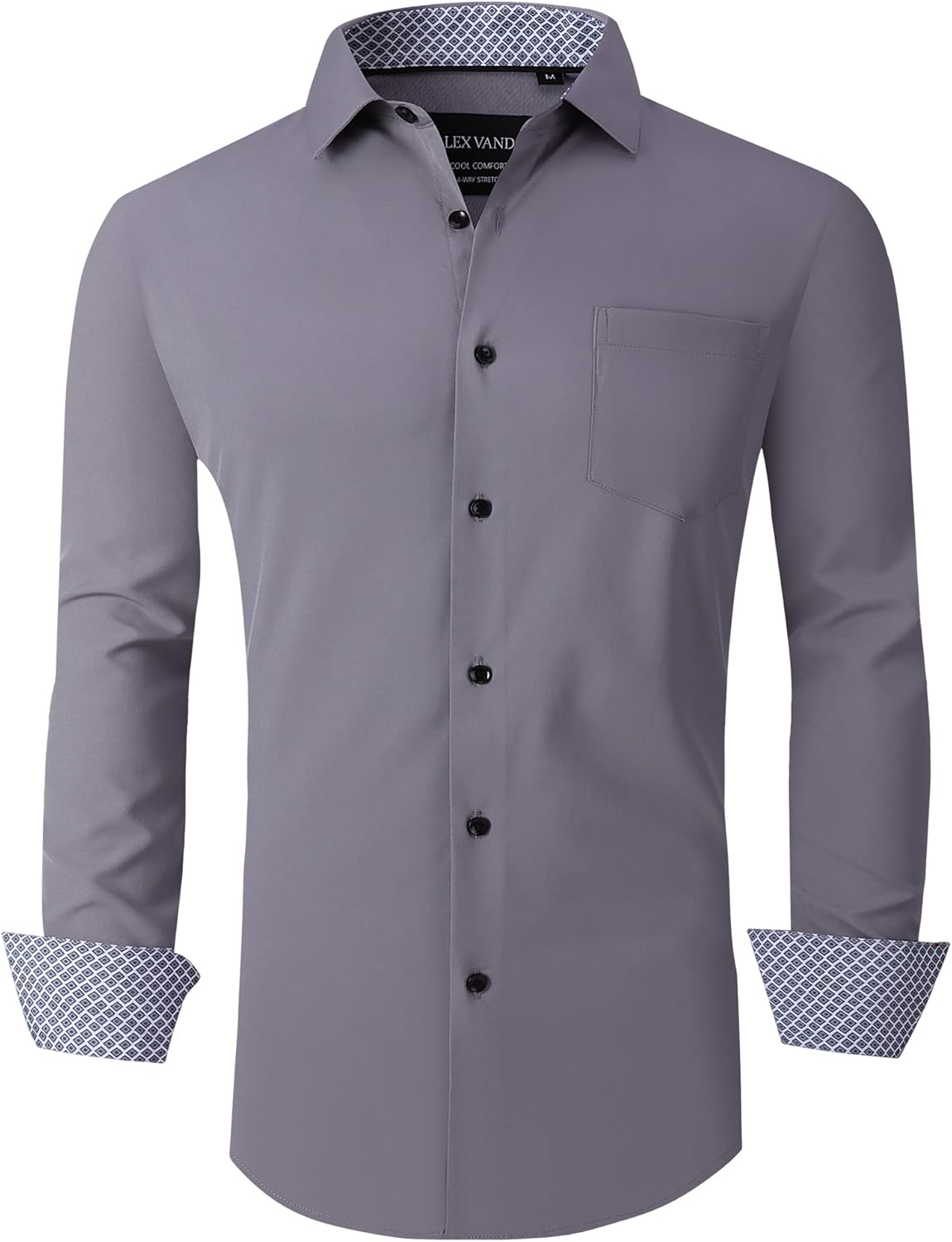 Alex Vando Mens Dress Shirts Regular Fit Long Sleeve Stretch Business Dress Shirts for Men