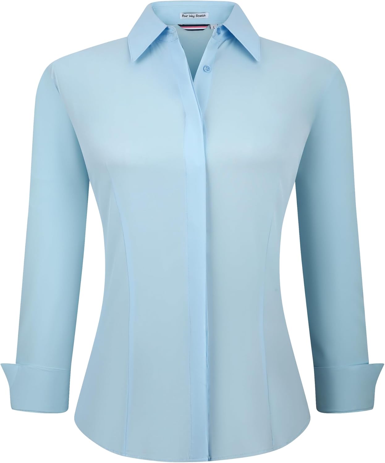 Alex Vando Womens Dress Shirts Wrinkle Free Regular Fit Long Sleeve Stretch Work Shirt