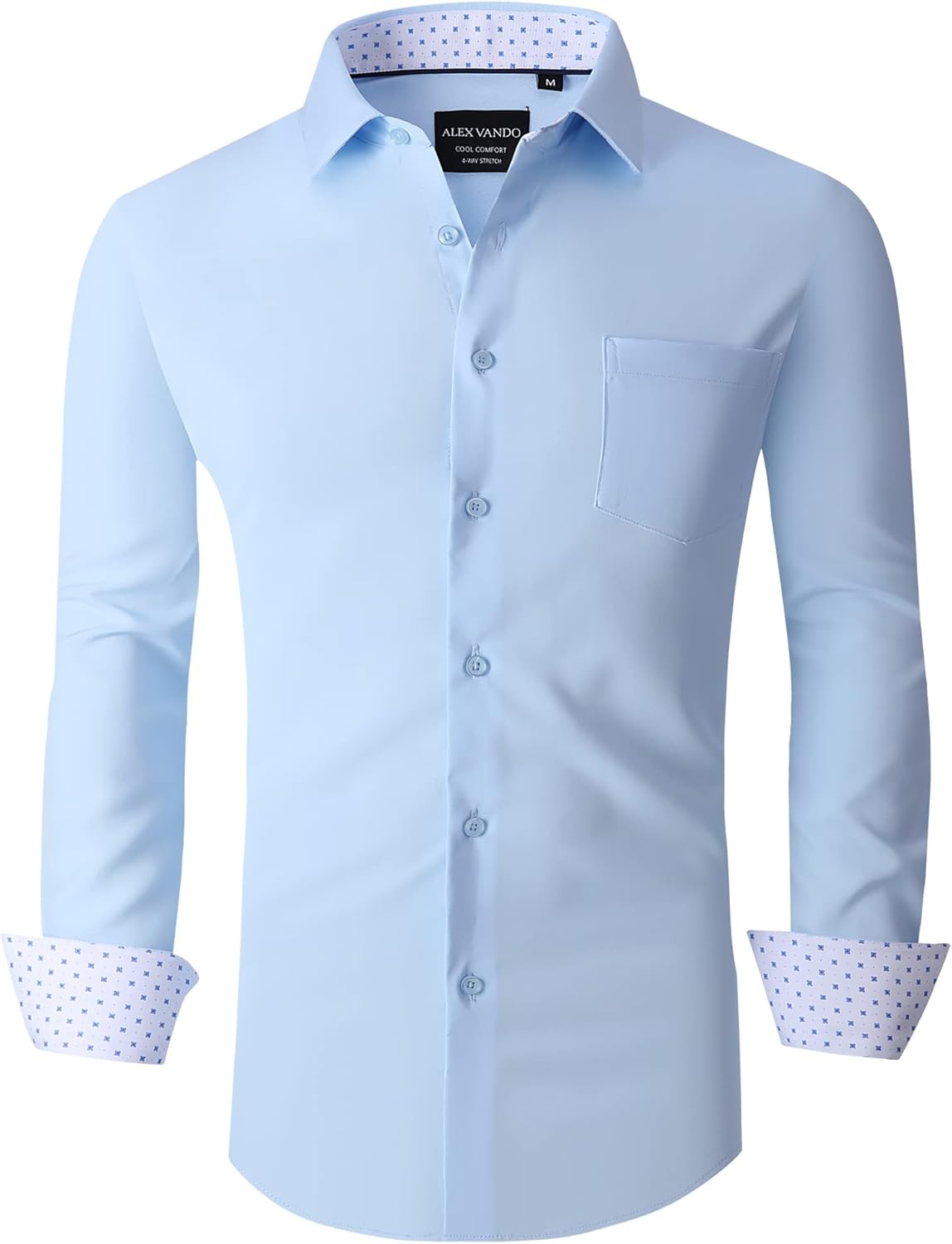 Alex Vando Mens Dress Shirts Regular Fit Long Sleeve Stretch Business Dress Shirts for Men