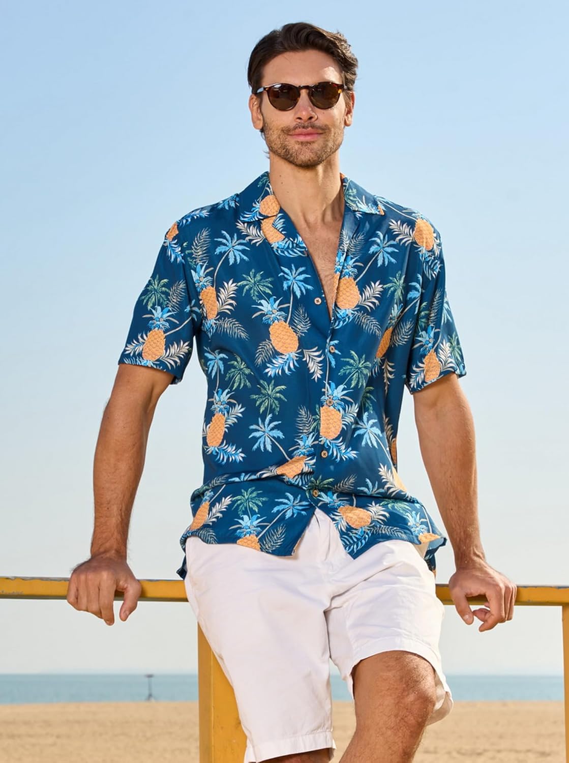 Alex Vando Mens Hawaiian Shirts Short Sleeve Summer Aloha Hawaii Shirts