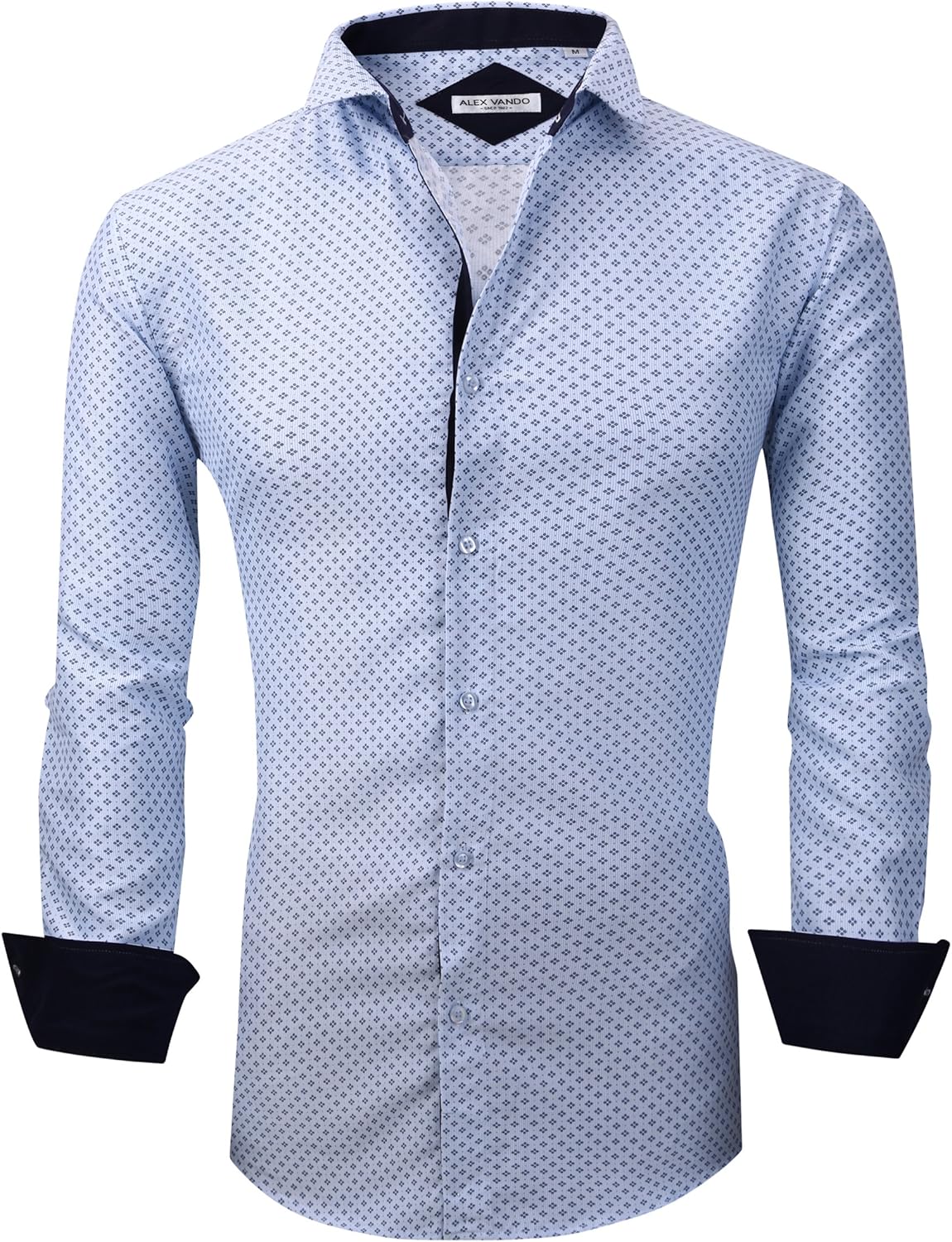 Alex Vando Mens Printed Dress Shirts Long Sleeve Regular Fit Button Down Shirt